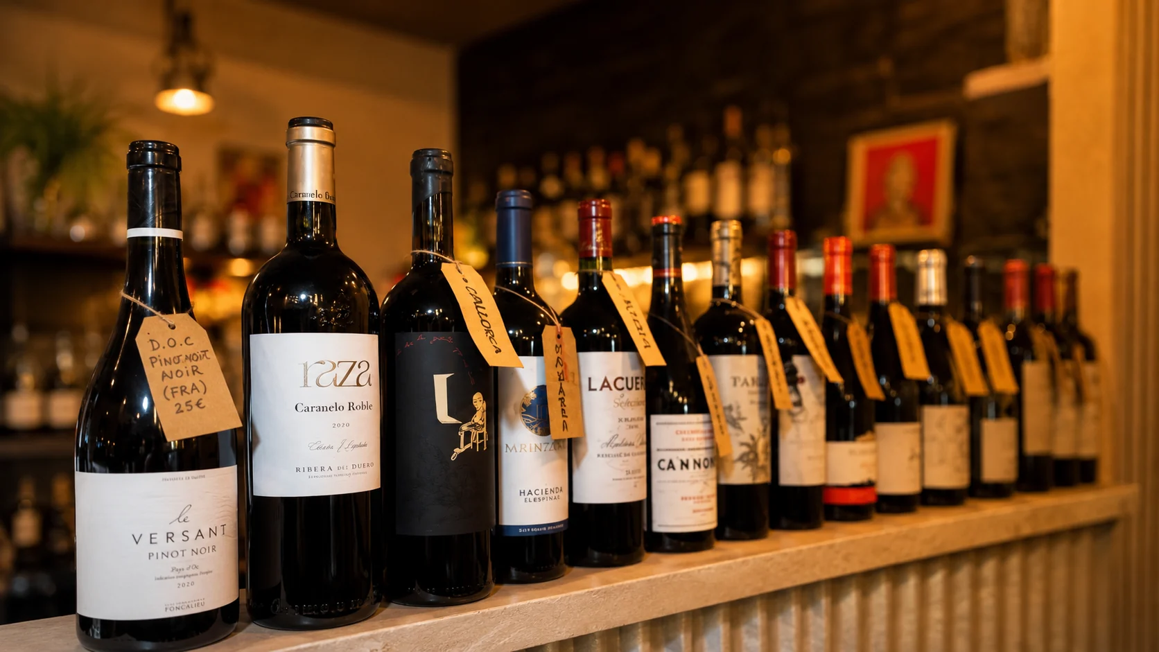 Botellas de vino de la bodega de Sa Croqueteria